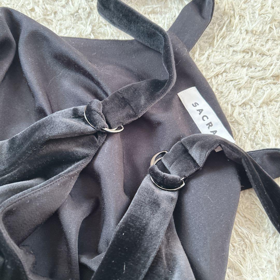 美品　SACRA サクラ トリアセテートベロア サロペット オールインワン