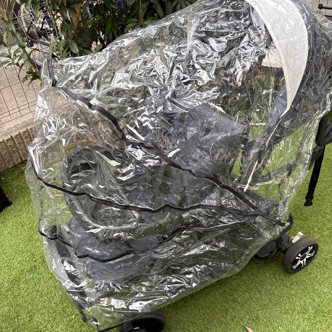 カトージ　二人乗り　ベビーカー　二人でゴー　レインカバー付き