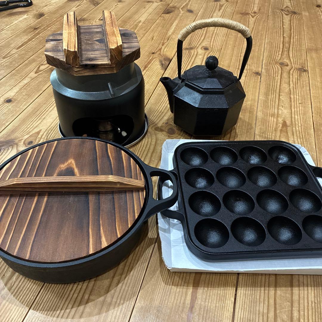 南部鉄器　及源　たこ焼き器　すき焼きプレート　鉄瓶　盛栄堂