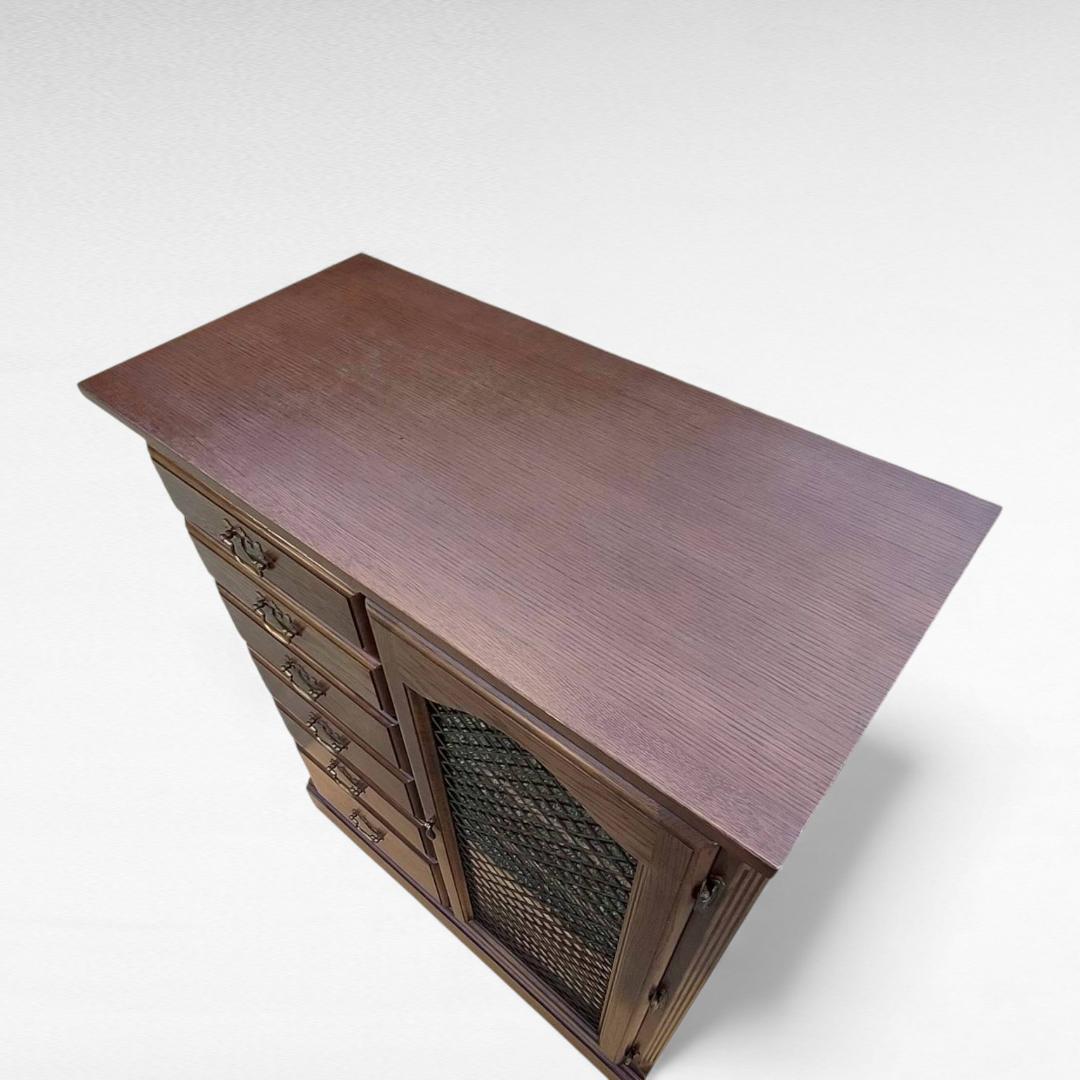 コスガ チェスト オーク材　ガラス扉　収納 クラシックブラウン ヨーロピアン