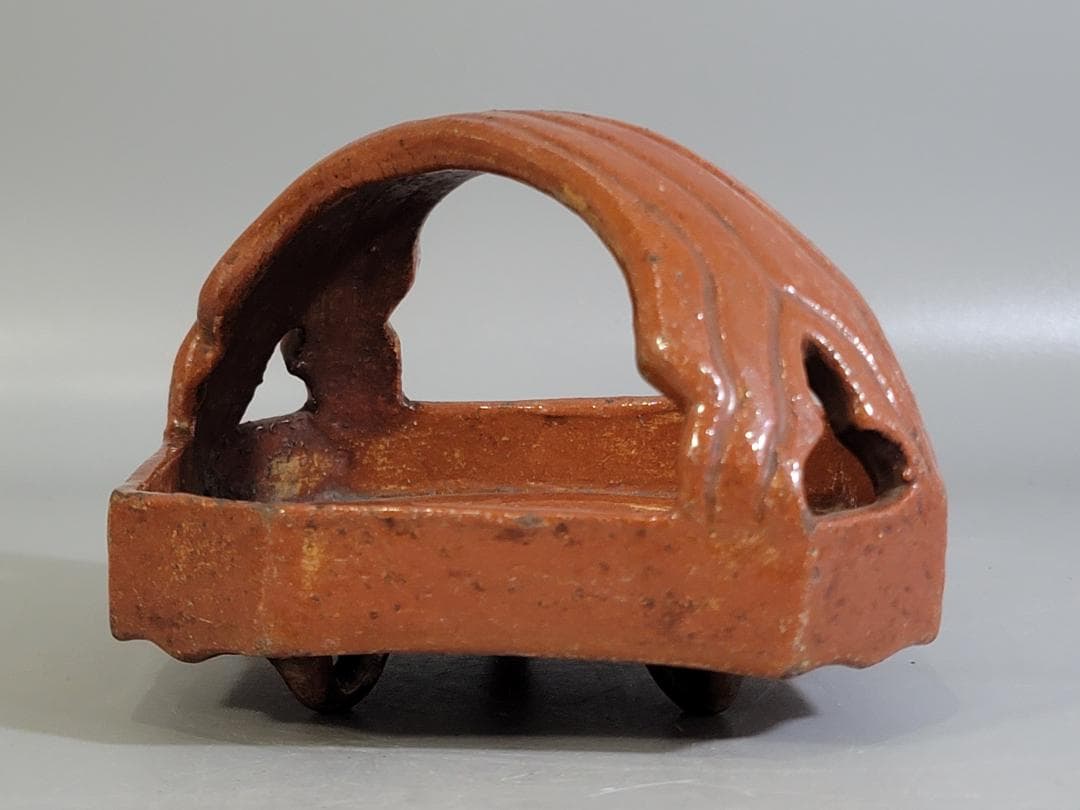 茶道具 赤楽 菊絵 手付 四方鉢 楽印 了入 古美術 DT280