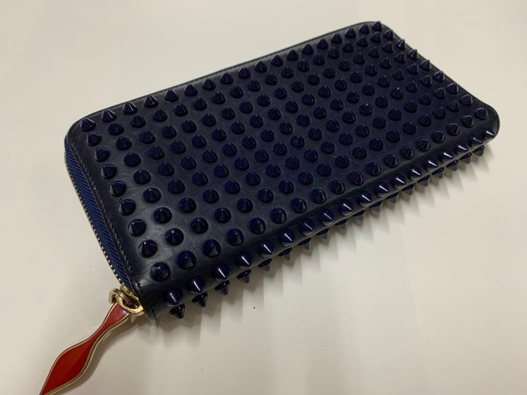 クリスチャンルブダン　 長財布　スタッズ　スパイク ネイビー　紺