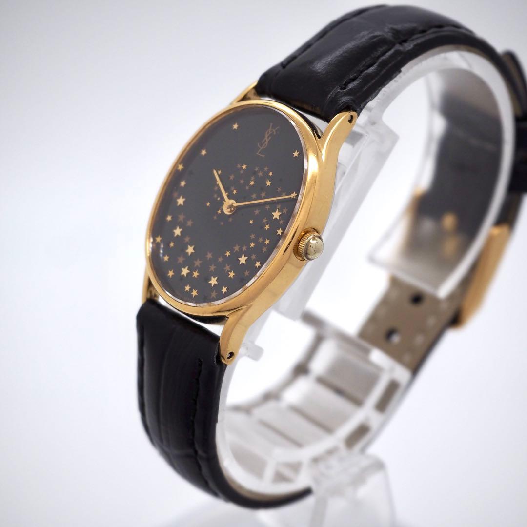 79 稼働【希少】イヴサンローラン　時計　レディース　星　オーバル　ゴールド