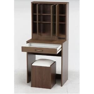 ドレッサー（三面鏡） スツール付き ミディアムブラウン 組立品