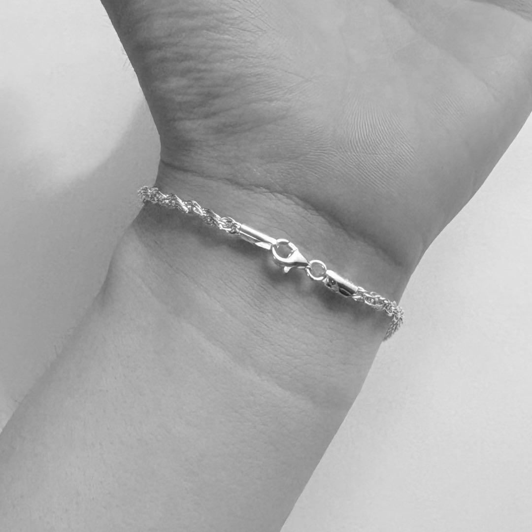 イタリア製 ヴィンテージ ツイストロープチェーンブレスレット シルバー925