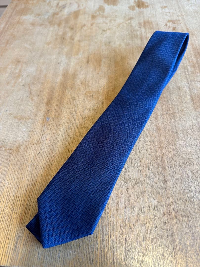 HERMES ネクタイ ネイビー シルク100% ナロー