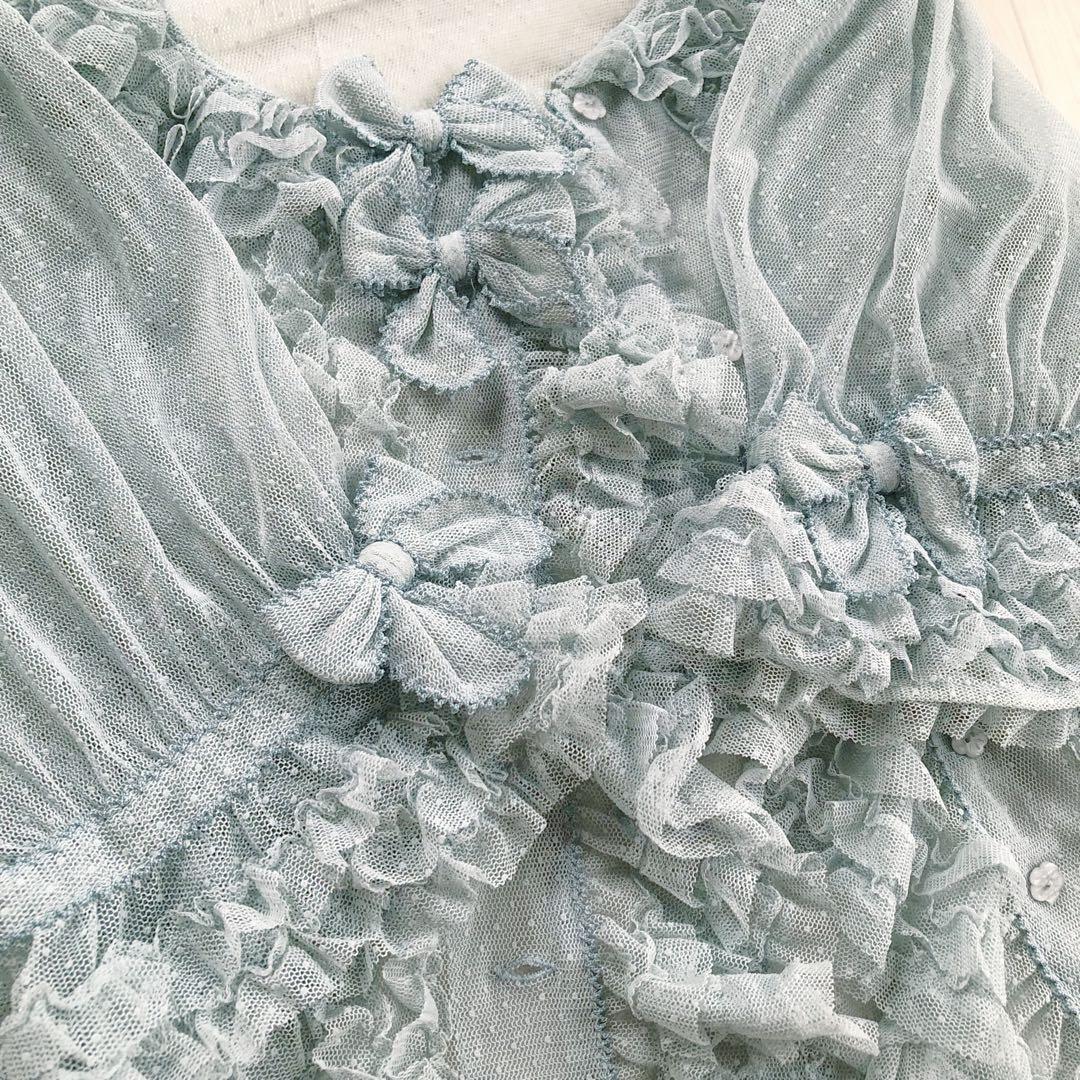 ピンクハウス ドットチュール フリル リボン 豪華 ブラウス