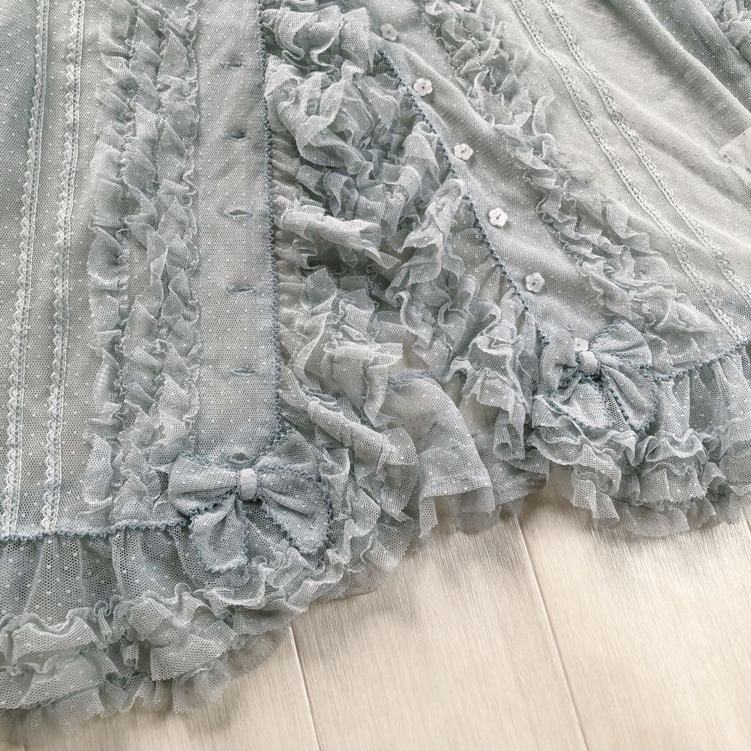 ピンクハウス ドットチュール フリル リボン 豪華 ブラウス