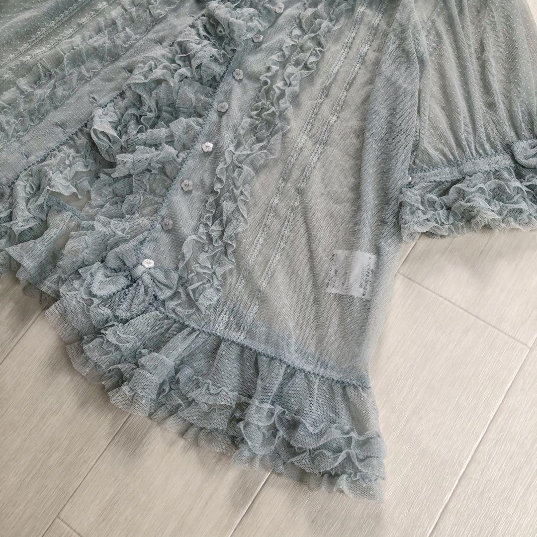 ピンクハウス ドットチュール フリル リボン 豪華 ブラウス