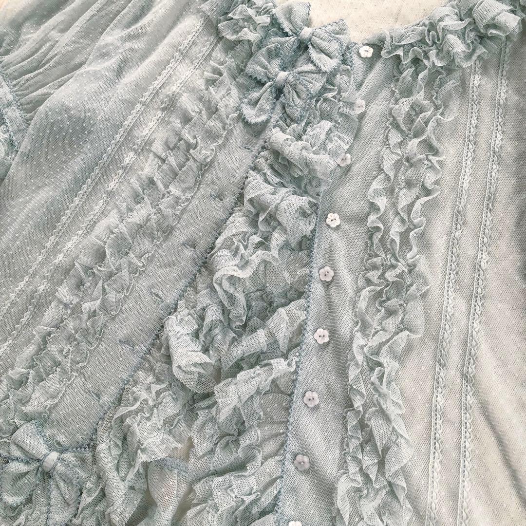 ピンクハウス ドットチュール フリル リボン 豪華 ブラウス