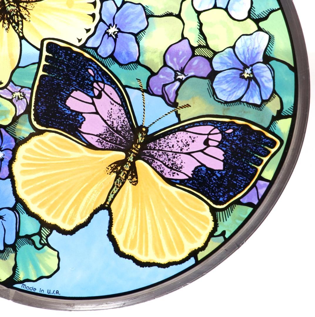 二匹の蝶々 丸型ヴィンテージ ステンドグラス グラスマスターズ バタフライ
