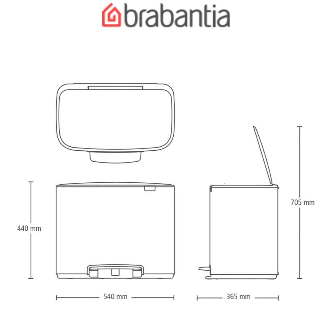 brabantia 黒ペダル式ごみ箱 540mm x 365mm x 705mm