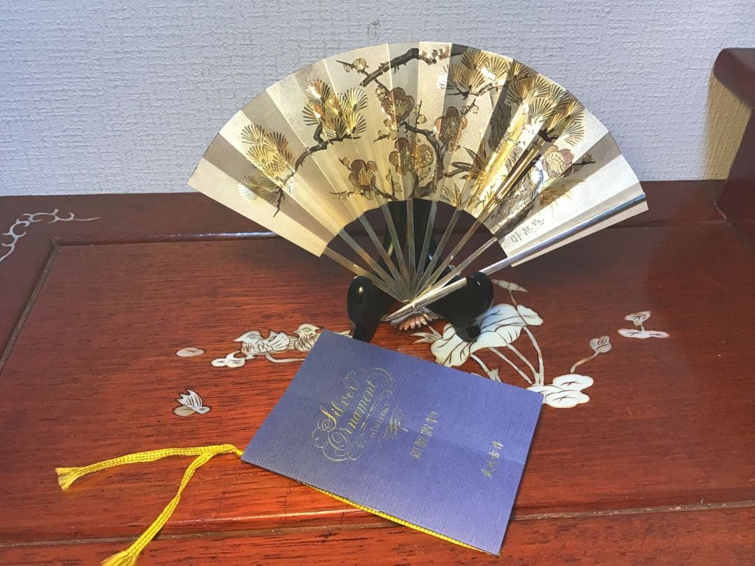 純銀 扇子 武比古 「松竹梅」7号 重さ約73g 縁起物 本物保証