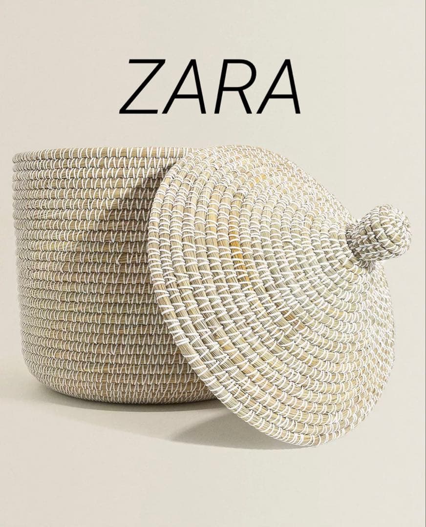 ☘️送料込⭐️未使用品⭐️ZARA ⭐️フタ付きラウンドバスケット⭐️