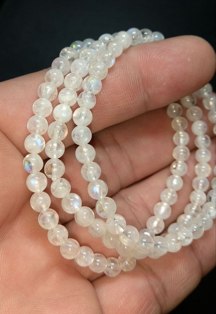 《マダガスカル産》レインボームーンストーン【お手頃品質】ブレスレット　３本セット