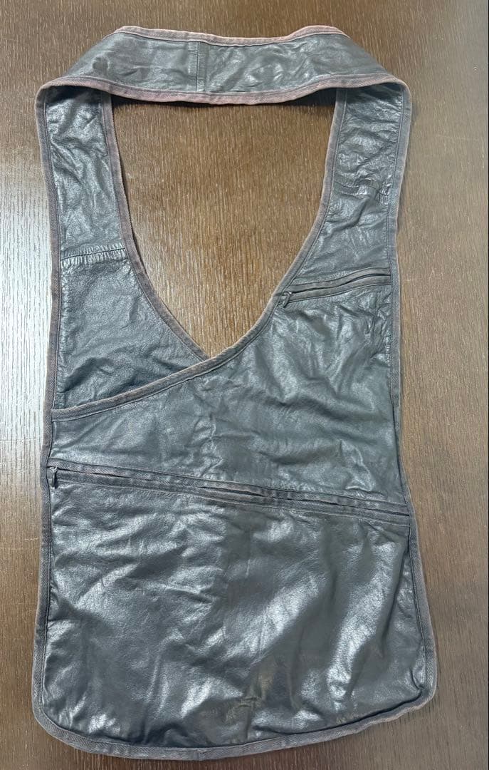 ヨウジ ヤマモト　牛革×デニム　黒ショルダーバッグ　サコッシュ