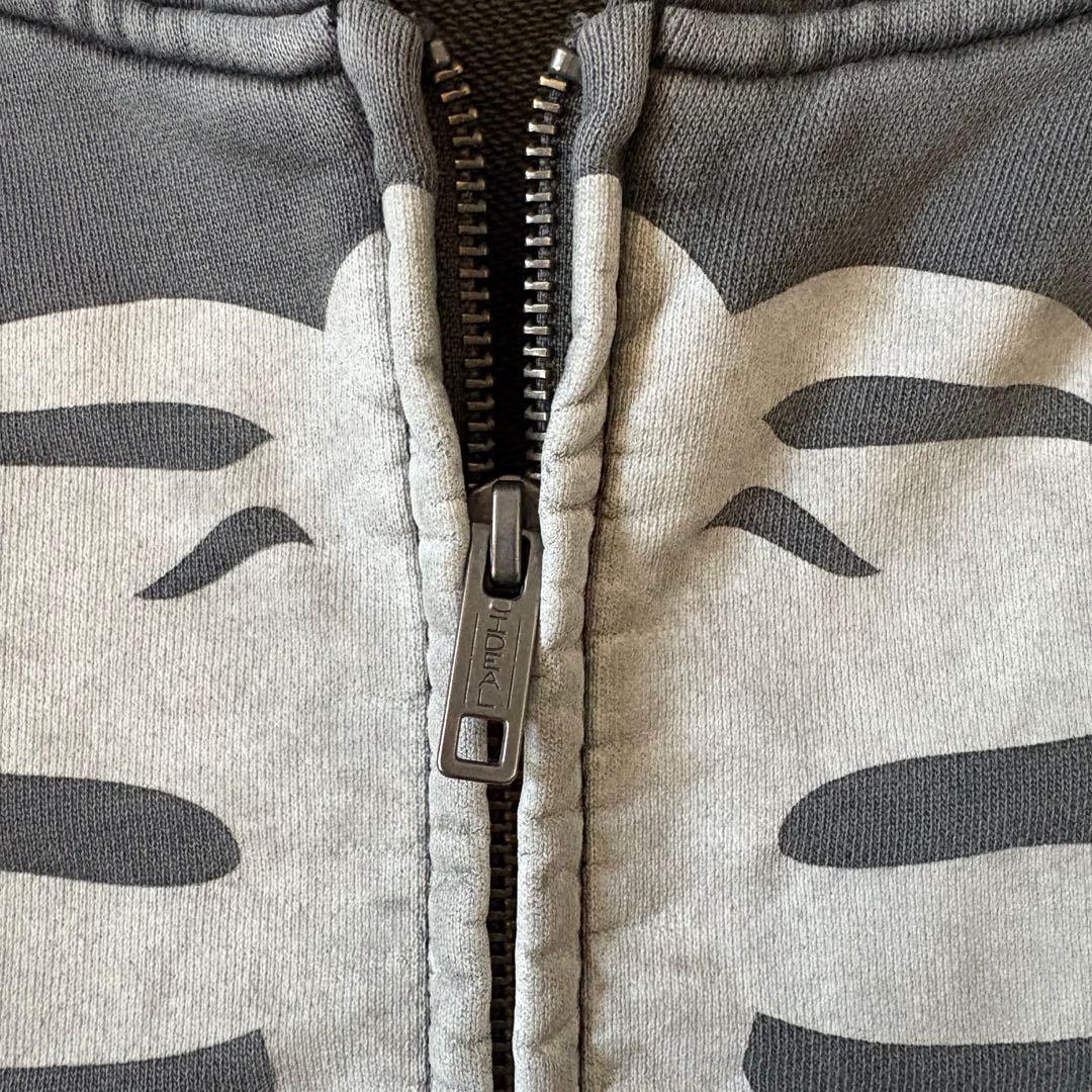 VANSON バンソン スカルボーン ジップパーカー ヴィンテージ加工 スミ黒