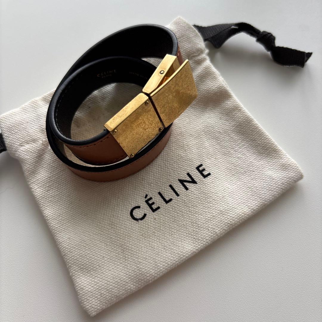 CELINE セリーヌ 二重巻きレザーブレスレット