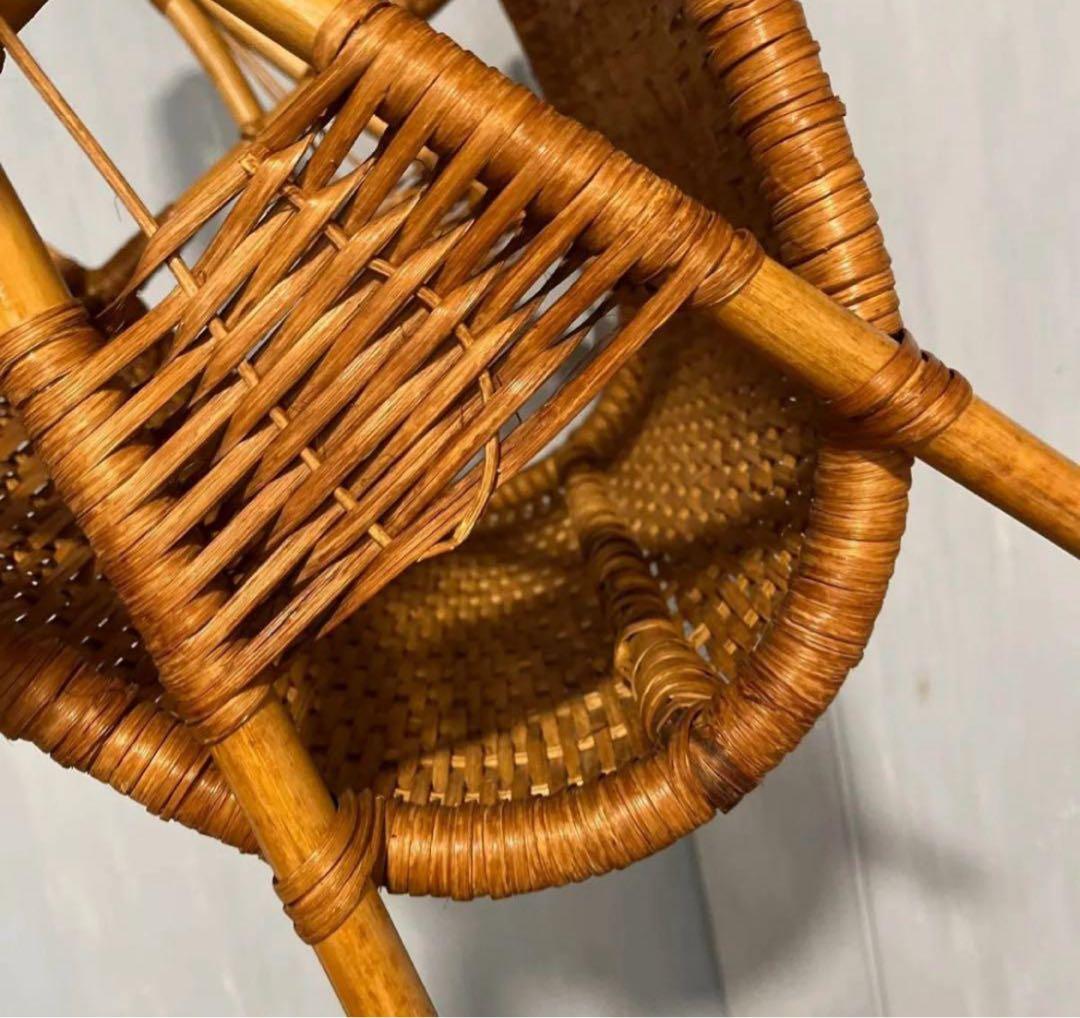 籐 かご バスケット ラタン 昭和レトロ 小物入れ インテリア 古民具　籠