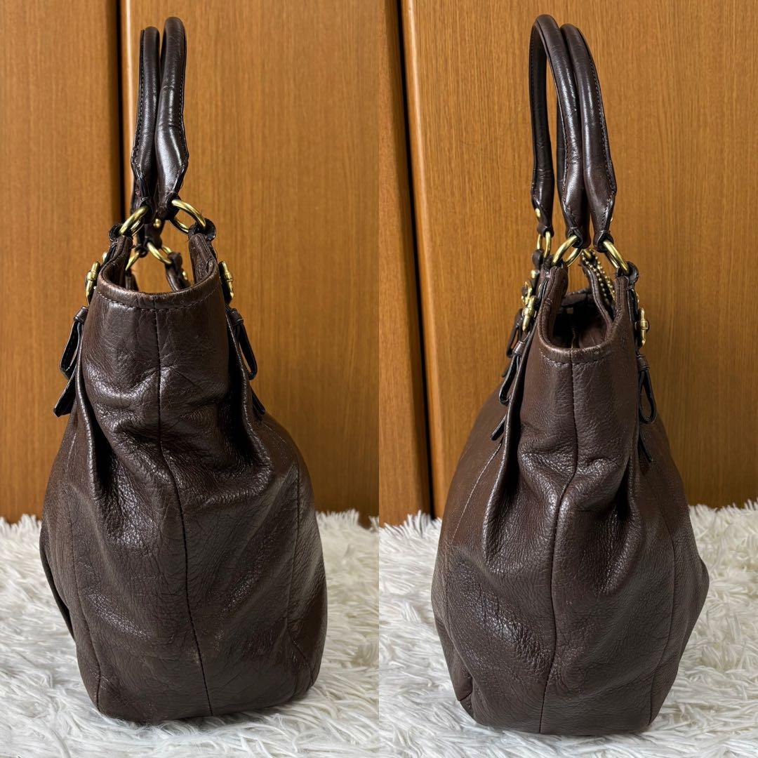 コーチ トートバッグ マディソン マギー レザー ロゴ金具 茶 Y2K 大容量