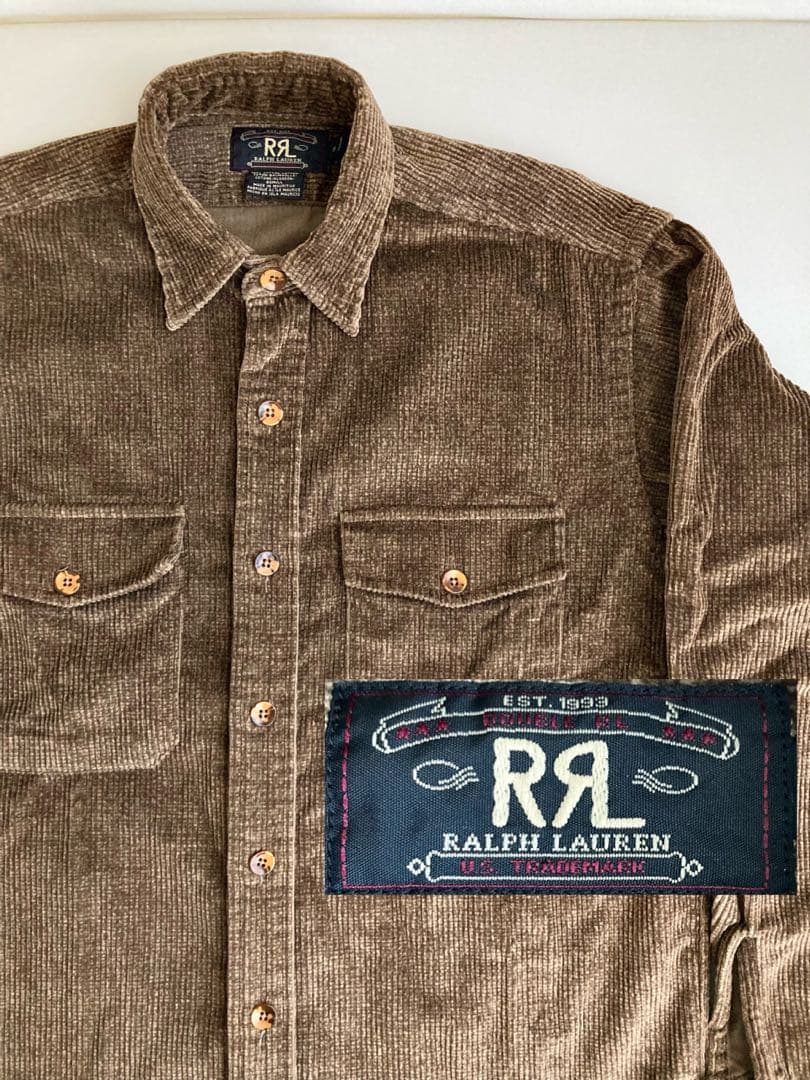 レア 希少 モーリシャス製 初期 RRL 三つ星 コーデュロイ シャツ ブラウン