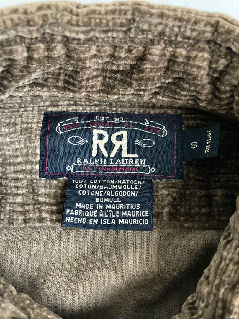 レア 希少 モーリシャス製 初期 RRL 三つ星 コーデュロイ シャツ ブラウン