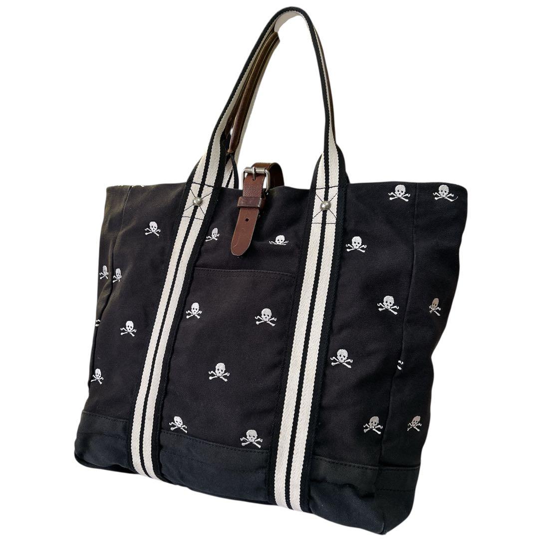 RALPH LAUREN RUGBY トートバッグ キャンバス×レザー スカル