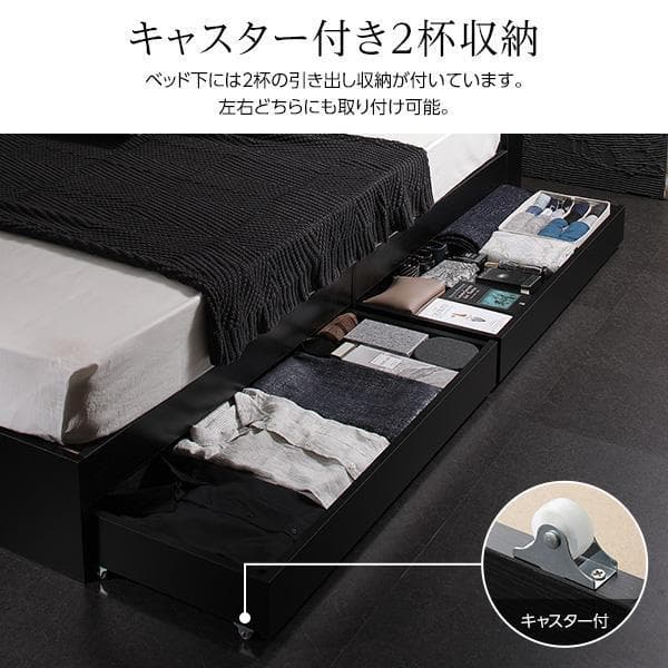 ベッド ブラック セミダブル ボンネルコイルマットレス付きds-2151012