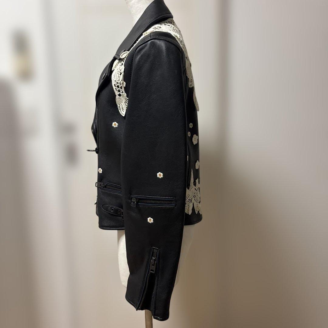 COACH ブラックレザーダブルライダースジャケット