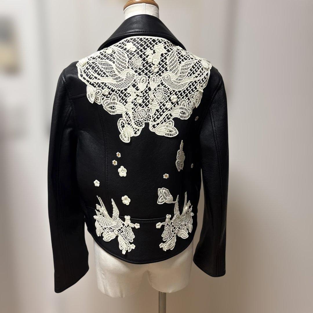 COACH ブラックレザーダブルライダースジャケット