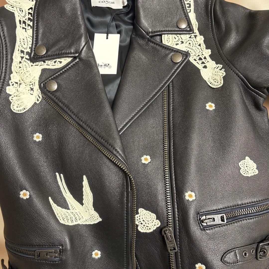 COACH ブラックレザーダブルライダースジャケット