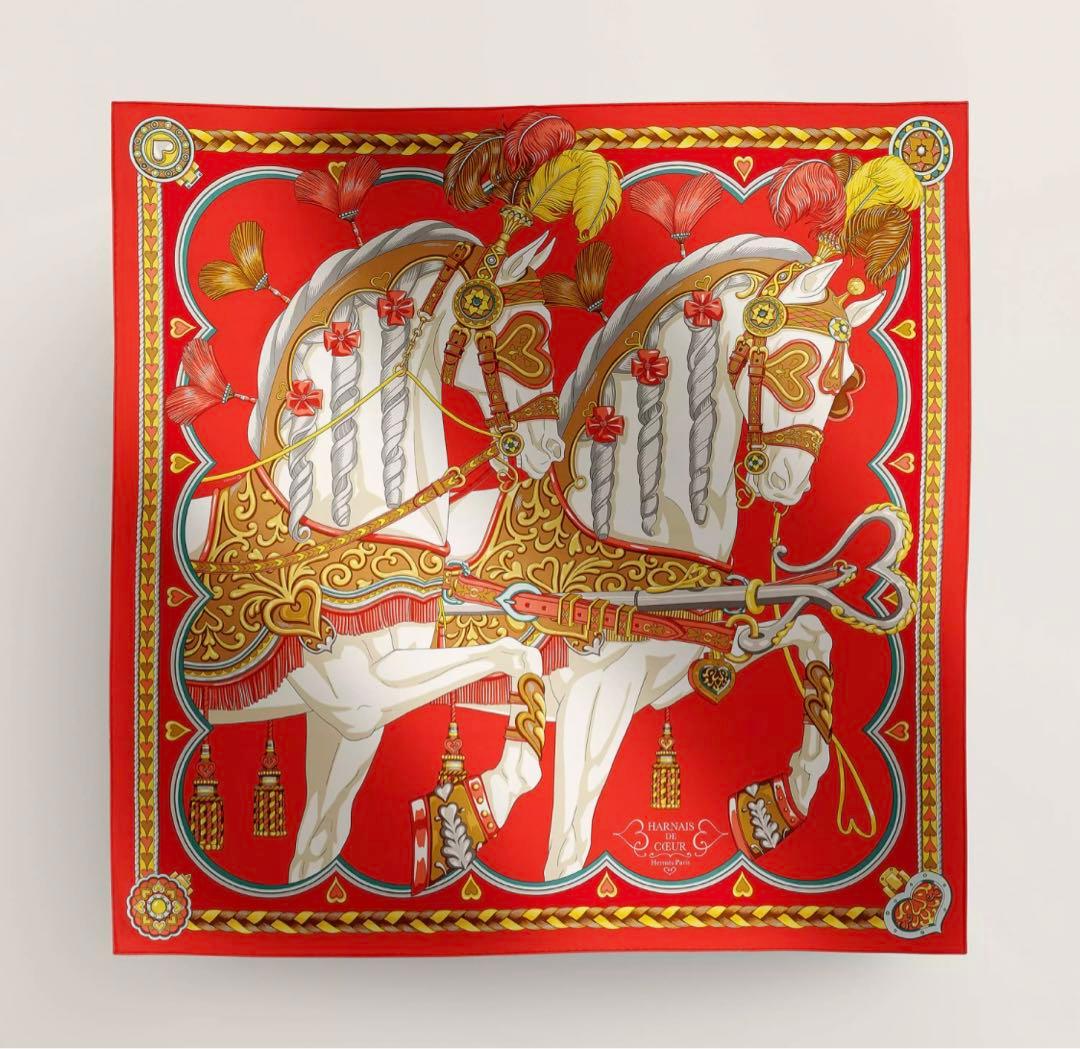 新品！　エルメス　カレ90 アルネドゥクール　レッド