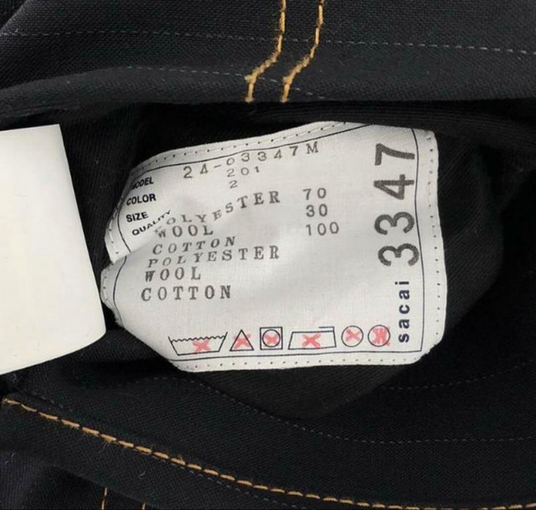 sacai サカイ ピンストライプ デニム切替 ベルテッド パンツ サイズ2