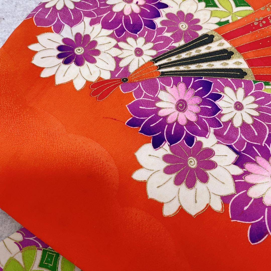 七五三 3歳 アンティーク 着物 被布 バッグ 草履 髪飾り セット