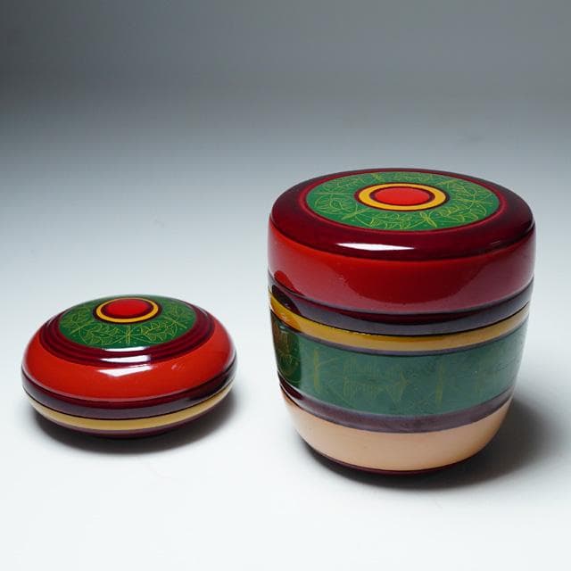 関翠雲　独楽塗沈金彫り中棗・香合揃　共箱　茶道具　茶器　漆器