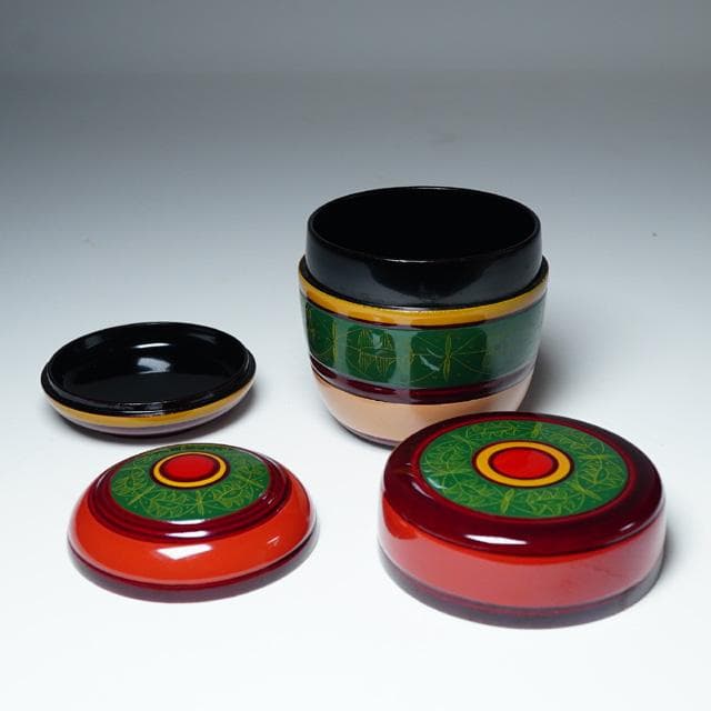 関翠雲　独楽塗沈金彫り中棗・香合揃　共箱　茶道具　茶器　漆器