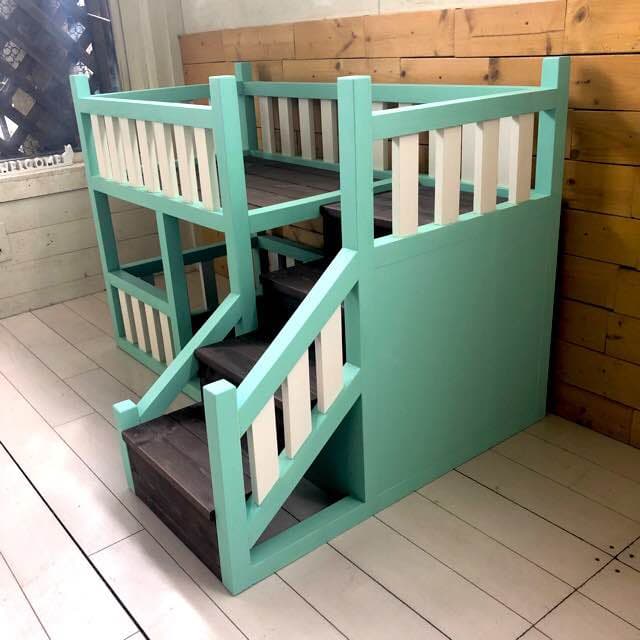 ハンドメイド 猫ちゃん ワンチャン ペット用 2段ベッド♫ 寝る場所ワイド