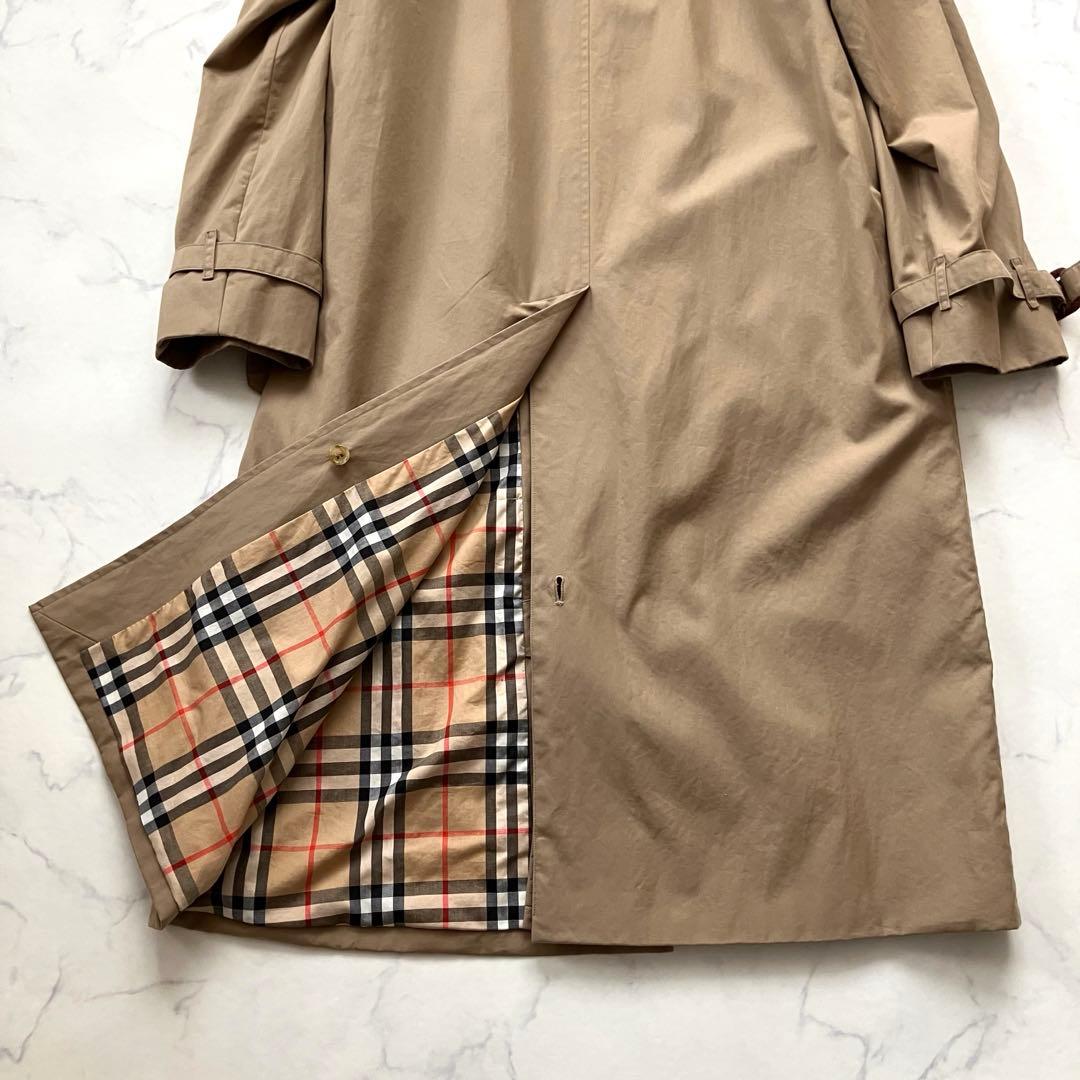 バーバリー　ステンカラーコート ベージュ　ノバチェック　ロング丈　Lサイズ相当