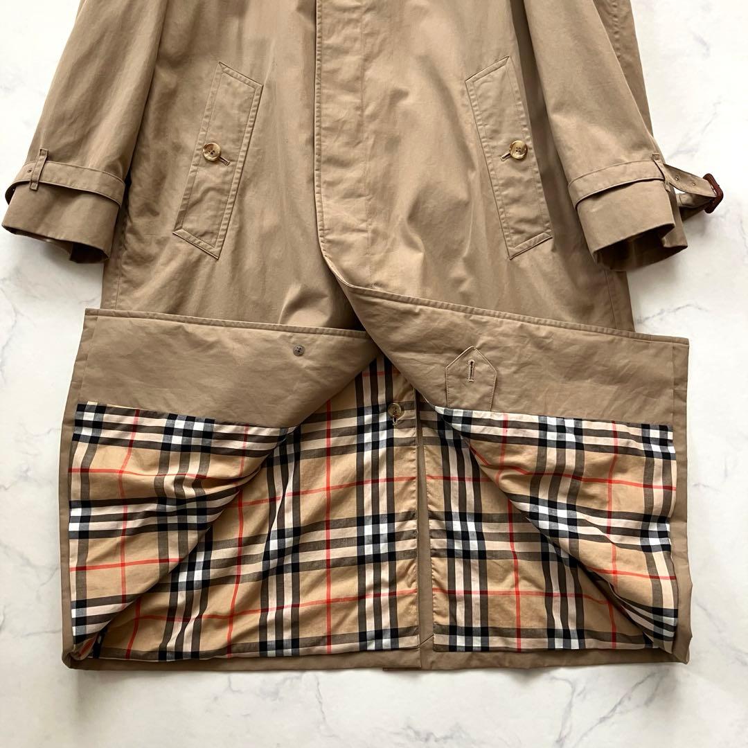 バーバリー　ステンカラーコート ベージュ　ノバチェック　ロング丈　Lサイズ相当