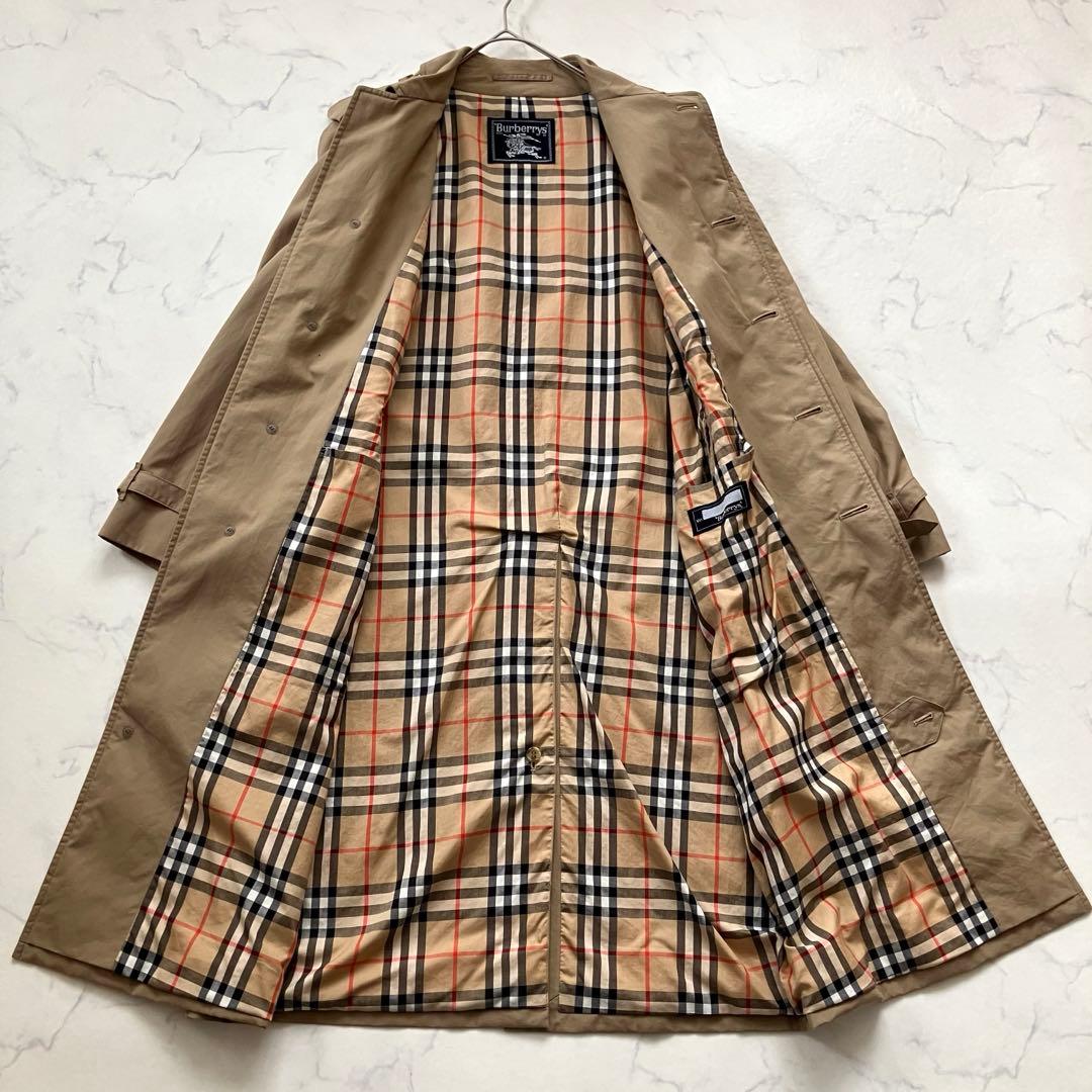 バーバリー　ステンカラーコート ベージュ　ノバチェック　ロング丈　Lサイズ相当
