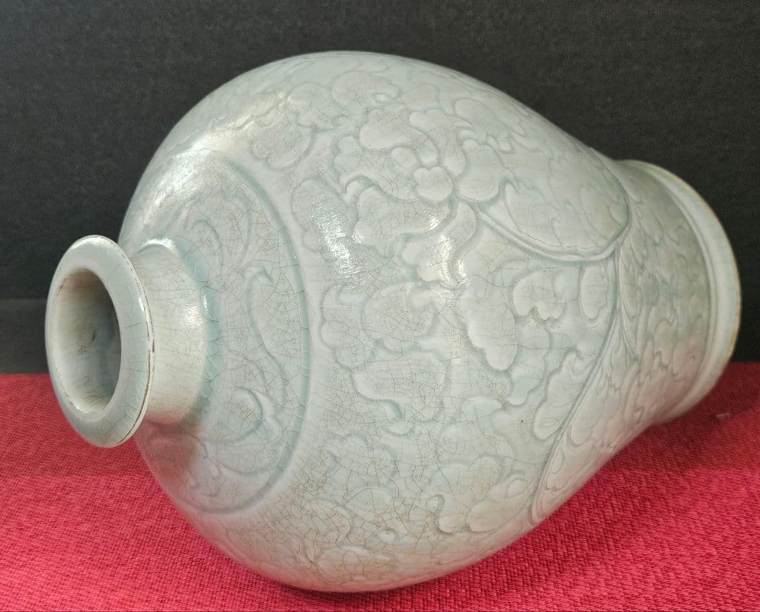 中国古美術　中国古陶磁器　古玩　青白磁　影青　彫花文　瓶　罐　大壺　唐物　古渡り