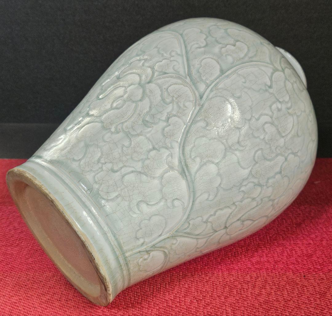 中国古美術　中国古陶磁器　古玩　青白磁　影青　彫花文　瓶　罐　大壺　唐物　古渡り