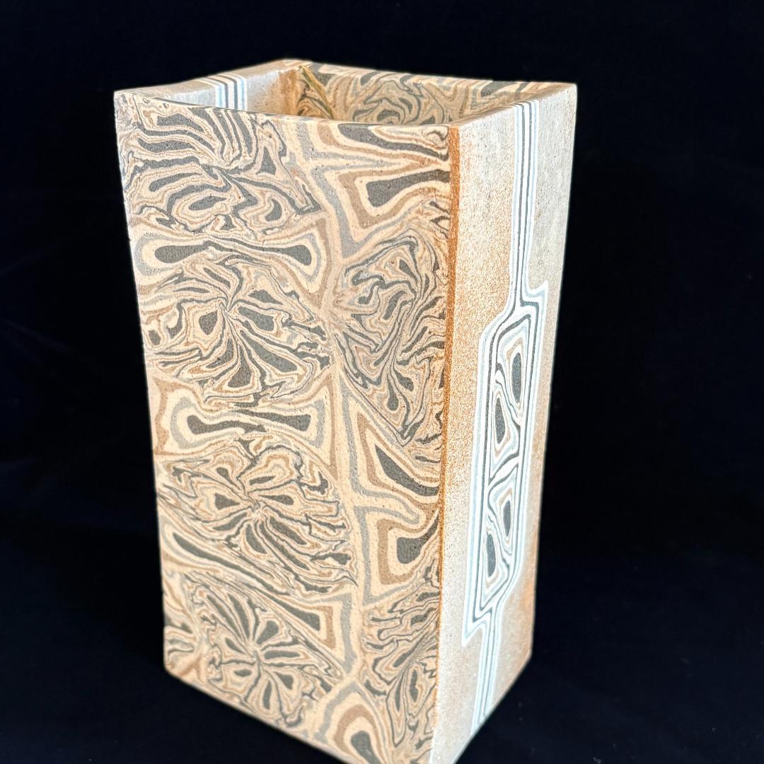 瀬戸　水野達三作　練り込み花瓶