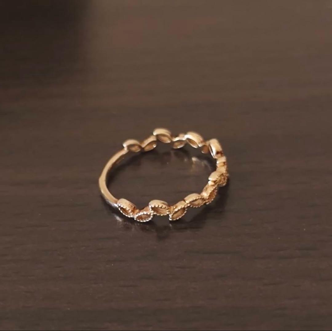 k*o様 agete K10 ダイヤモンド リーフモチーフ リング 9号