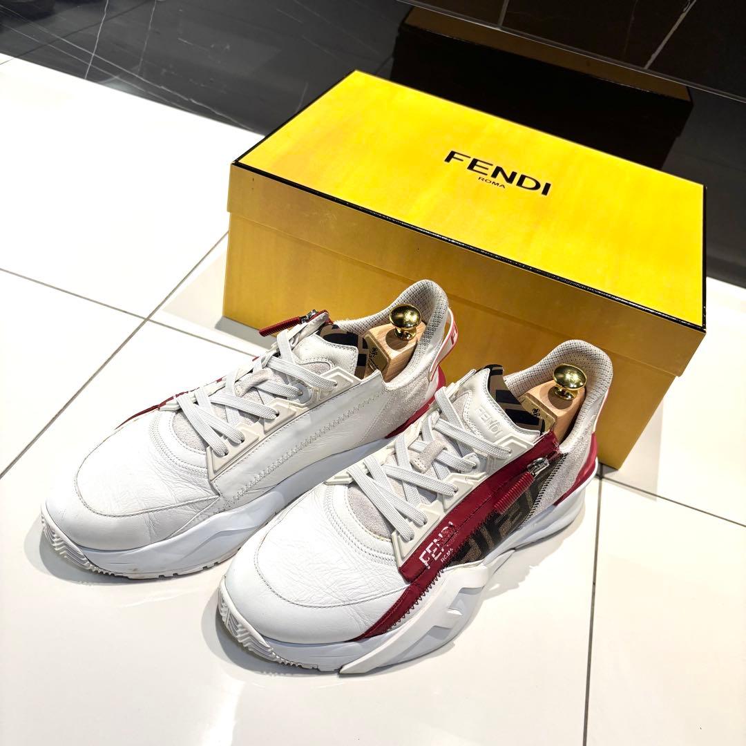美品‼️FENDI フェンディフロー サイドジップ ロゴ入り スニーカー