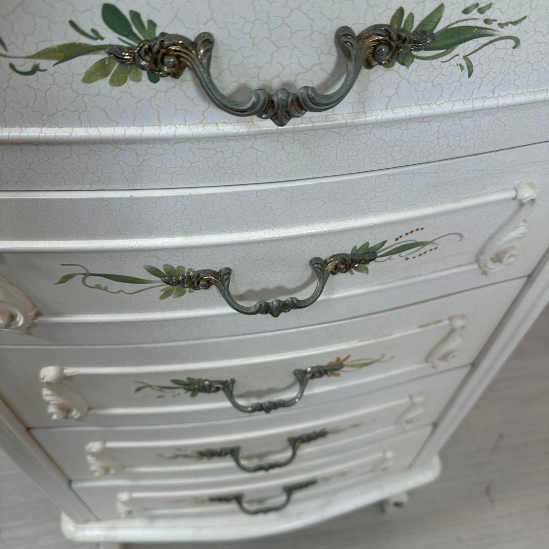 ロココ調 姫系 チェスト 5段5杯 金属取手 猫脚 アンティークスタイル i4※