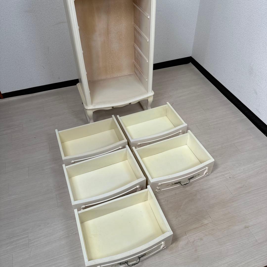 ロココ調 姫系 チェスト 5段5杯 金属取手 猫脚 アンティークスタイル i4※