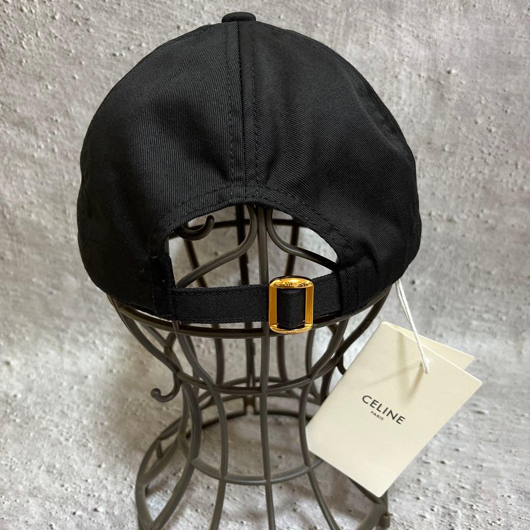 CELINE ロゴ刺繍 ブラックキャップ