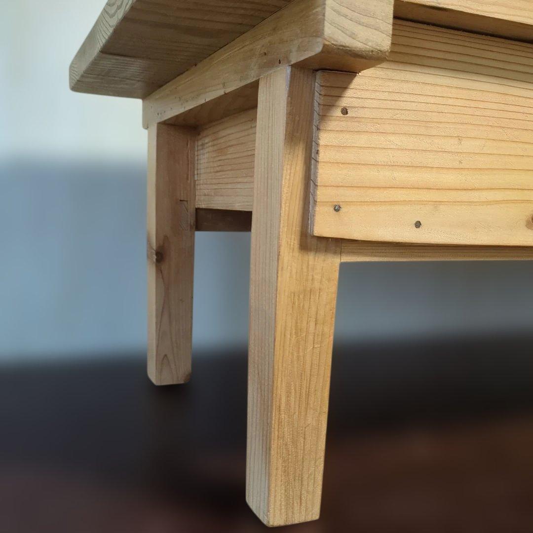 木製アンティーク ローテーブル2引き出し