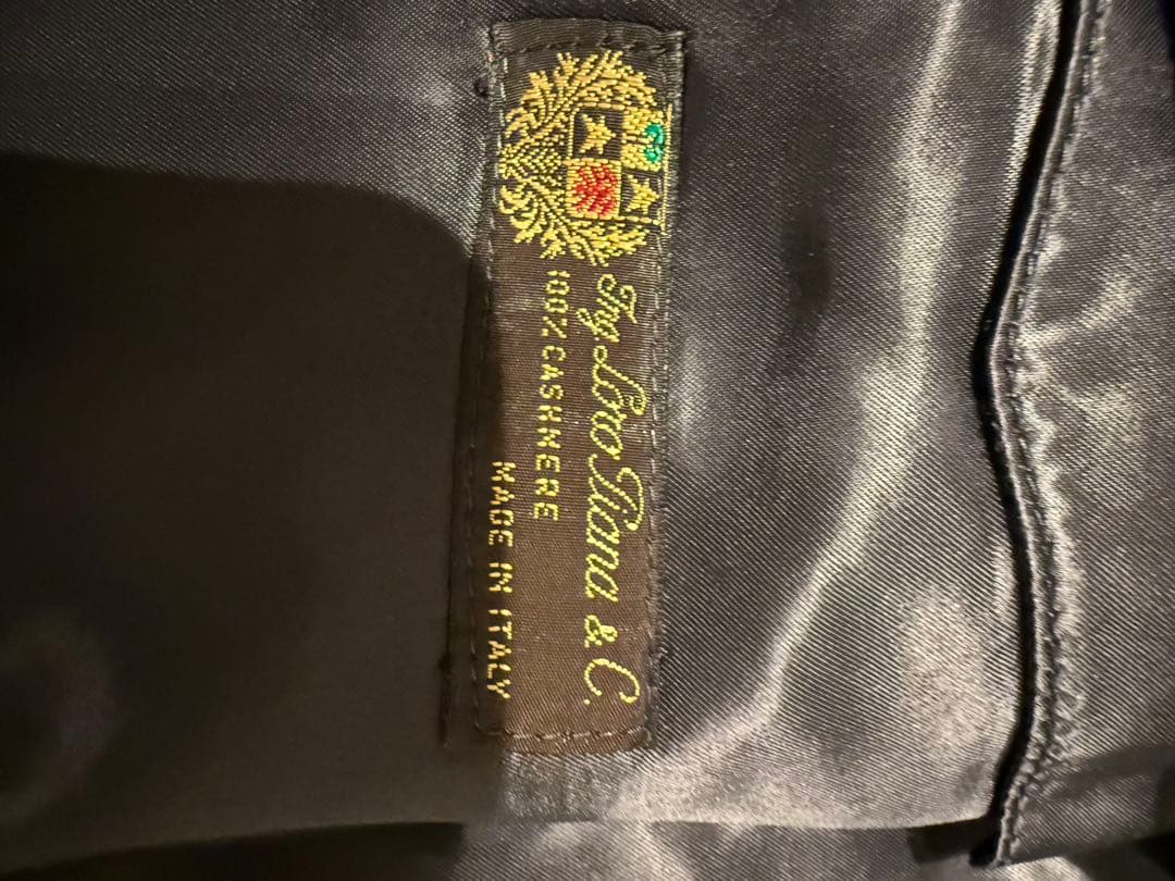 カシミヤ100% ロロピアーナ ステンカラーコート 比翼 ロング XL